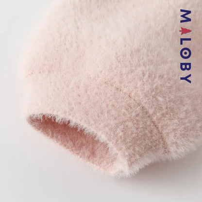Pull en maille avec cœur en relief enfant fille- Rose