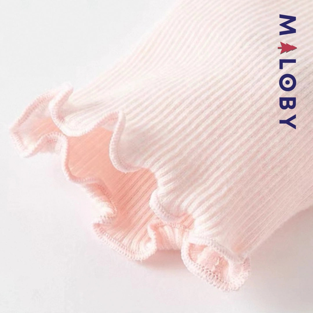 Robe cérémonie bi-matière motif fleur enfant fille- Rose