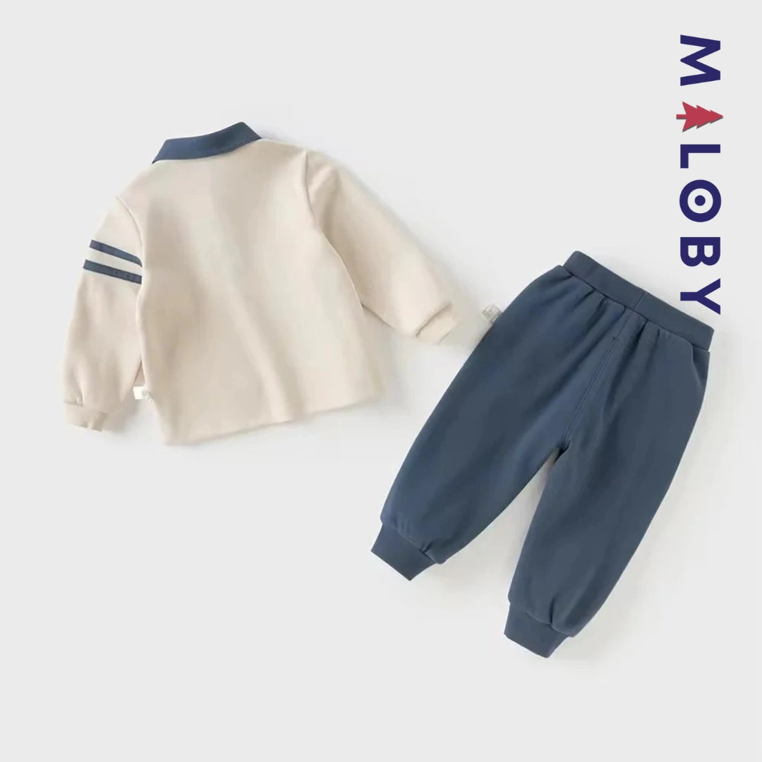 Ensemble sport sweat  + jogging garçon - beige