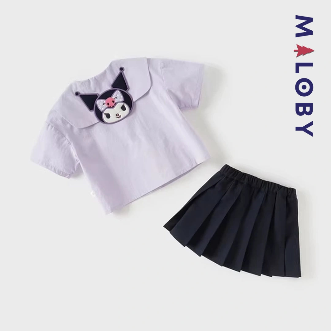 Ensemble kuromi Jupon plissé+chemise enfant fille -Violet