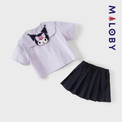 Ensemble kuromi Jupon plissé+chemise enfant fille -Violet