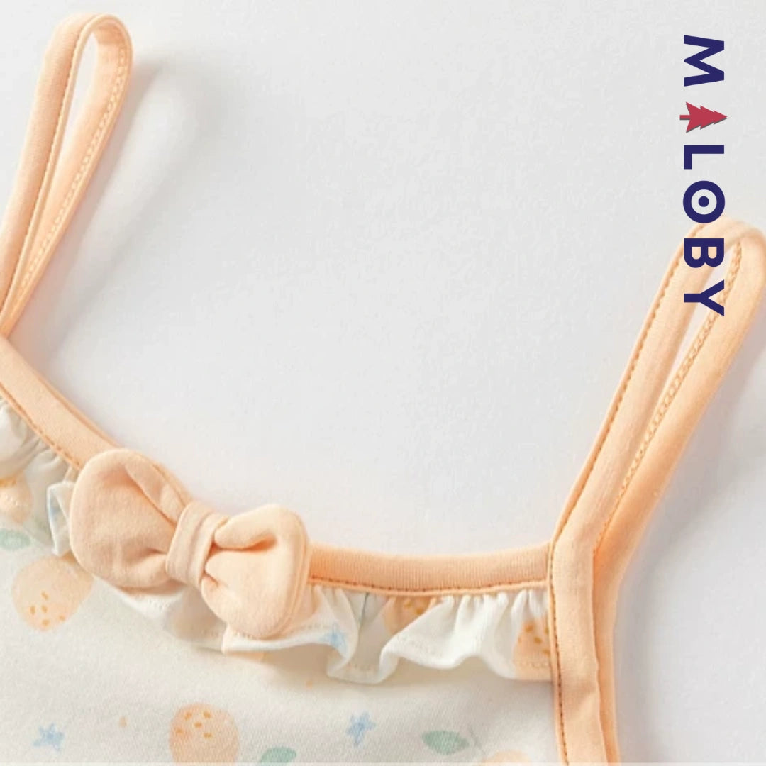 Débardeurs doux d'été enfant fille -Orange/Bleu ciel