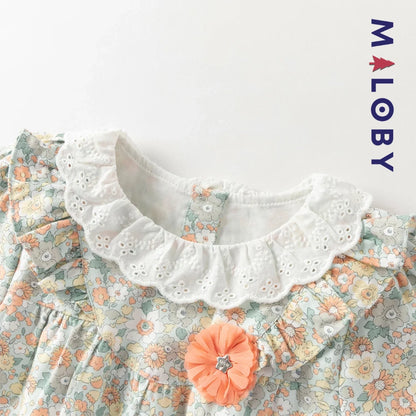 Ensemble blouse fleurie & legging enfant fille- Vert imprimé