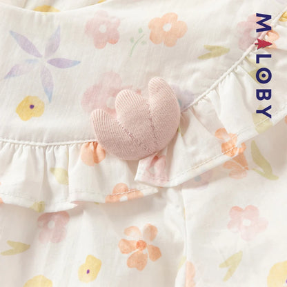 Ensemble fleuri blouse & legging enfant fille- Rose