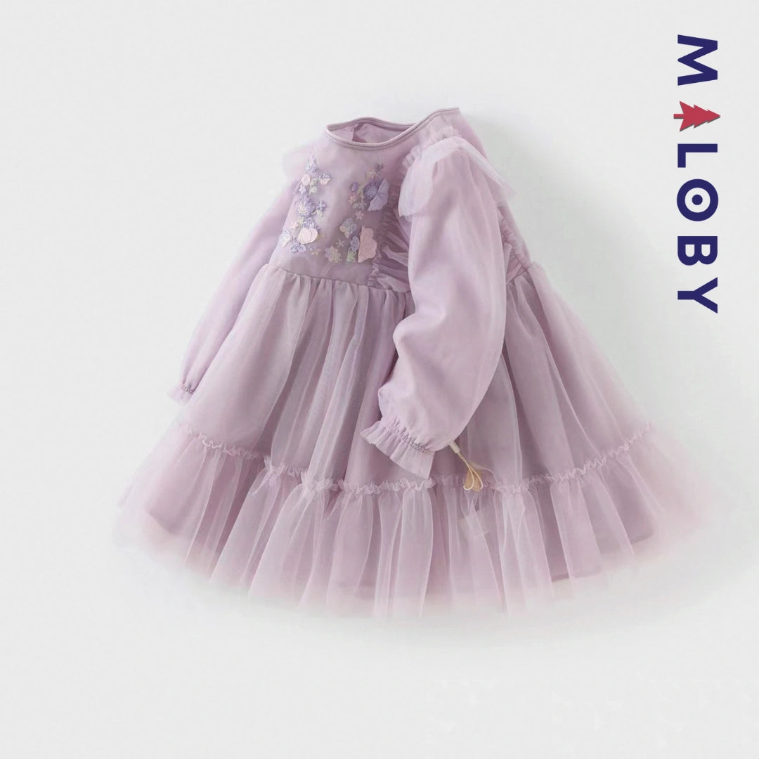 Robe de cérémonie volontée en tulle - violet