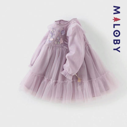 Robe de cérémonie volontée en tulle - violet