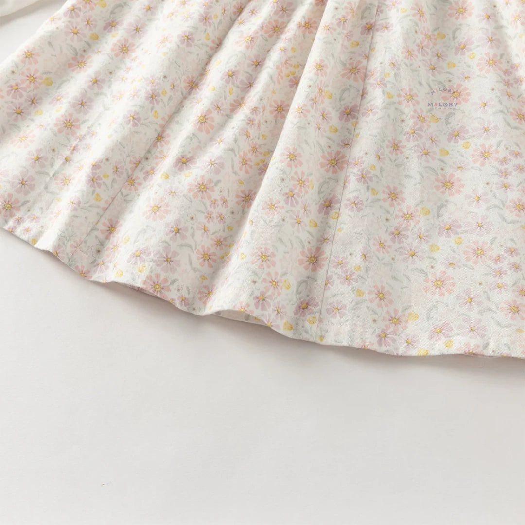 Ensemble fleuri blouse et legging effet 2 en 1 enfant fille rose - MALOBY
