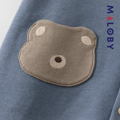 Combinaison longue en molleton enfant garçon - Gris bleu