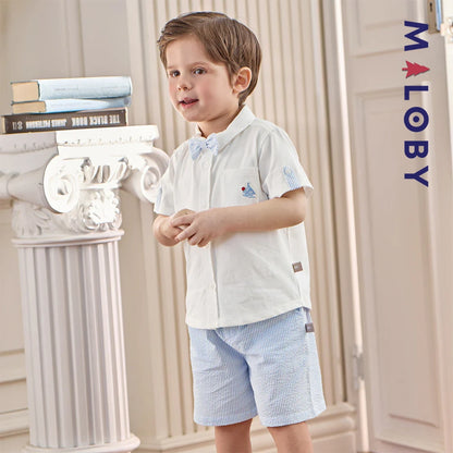 Ensemble habillé 2 pièces en pur coton enfant garçon -Blanc