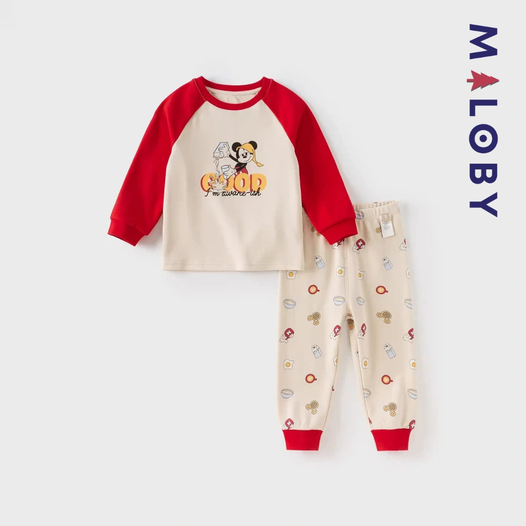 Pyjama 2 pièces manches longues enfant garçon -Rouge -robes et ensembles pour filles, bébés et garcons - MALOBY