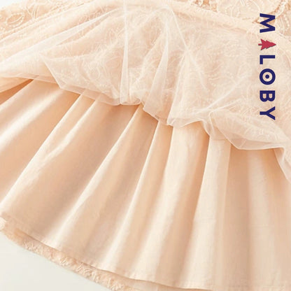 Robe cérémonie brodée enfant fille- Rose pâle -robes et ensembles pour filles, bébés et garcons - MALOBY