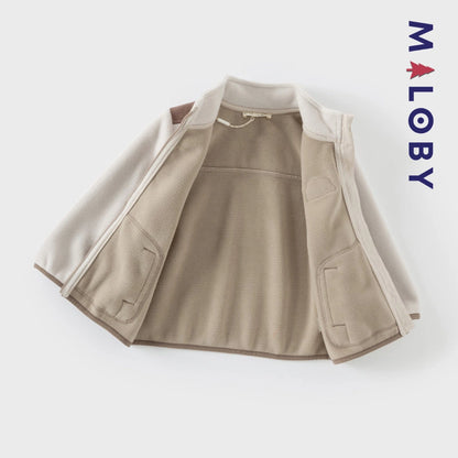 Sweat zippé en maille polaire enfant garçon - Beige -robes et ensembles pour filles, bébés et garcons - MALOBY