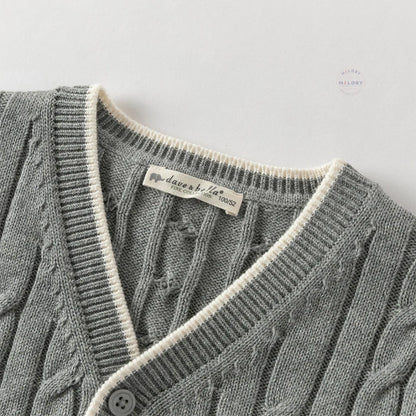 Cardigan torsadé antistatique premium gris pour garçon, vêtement enfant maroc - MALOBY