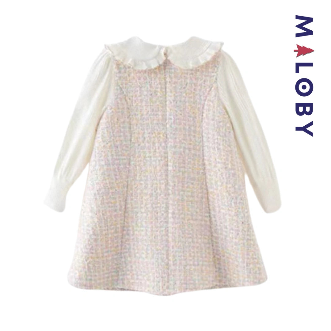 Robe cérémonie à carreaux style chanel enfant fille -Rose -robes et ensembles pour filles, bébés et garcons - MALOBY