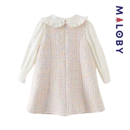 Robe cérémonie à carreaux style chanel enfant fille -Rose -robes et ensembles pour filles, bébés et garcons - MALOBY