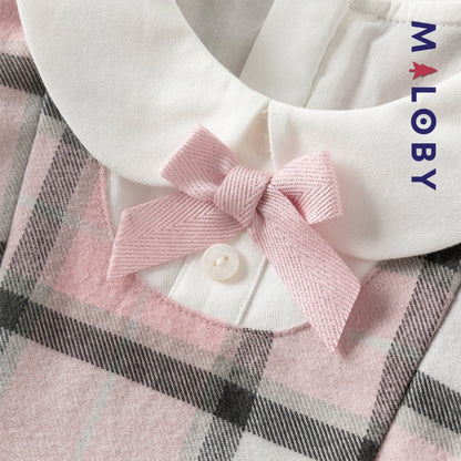 Robe bi-matière effet 2 en 1 enfant fille- rose/gris