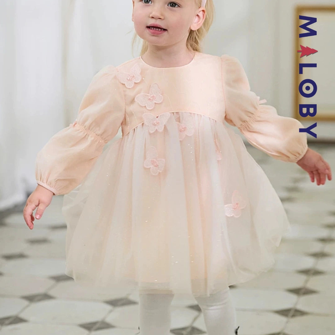 Robe de fête en voile enfant fille - Rose pâle -robes et ensembles pour filles, bébés et garcons - MALOBY