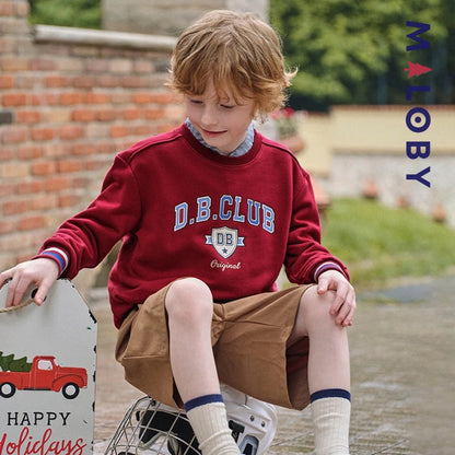 sweat col rond motif placé enfant garçon -Rouge -robes et ensembles pour filles, bébés et garcons - MALOBY