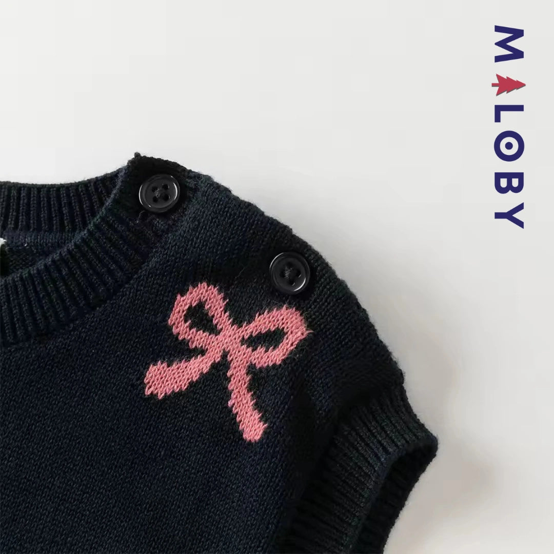 Pull en maille sans manches enfant fille -Marine -robes et ensembles pour filles, bébés et garcons - MALOBY