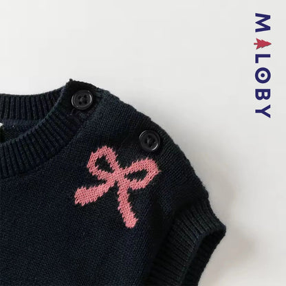 Pull en maille sans manches enfant fille -Marine -robes et ensembles pour filles, bébés et garcons - MALOBY