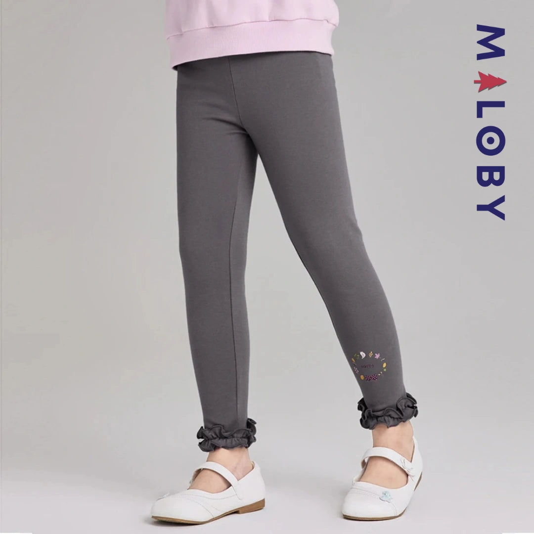 Legging à volants enfant fille - blanc/gris -robes et ensembles pour filles, bébés et garcons - MALOBY