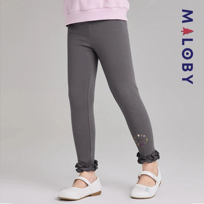 Legging à volants enfant fille - blanc/gris -robes et ensembles pour filles, bébés et garcons - MALOBY