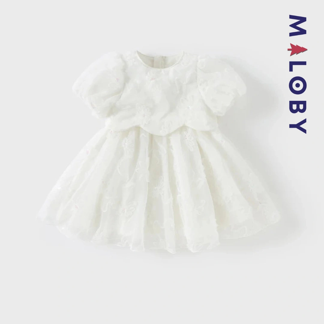 Robe cérémonie effet 2 en 1 -Blanc -robes et ensembles pour filles, bébés et garcons - MALOBY