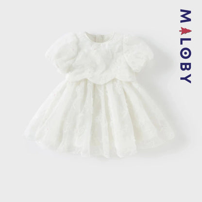 Robe cérémonie effet 2 en 1 -Blanc -robes et ensembles pour filles, bébés et garcons - MALOBY