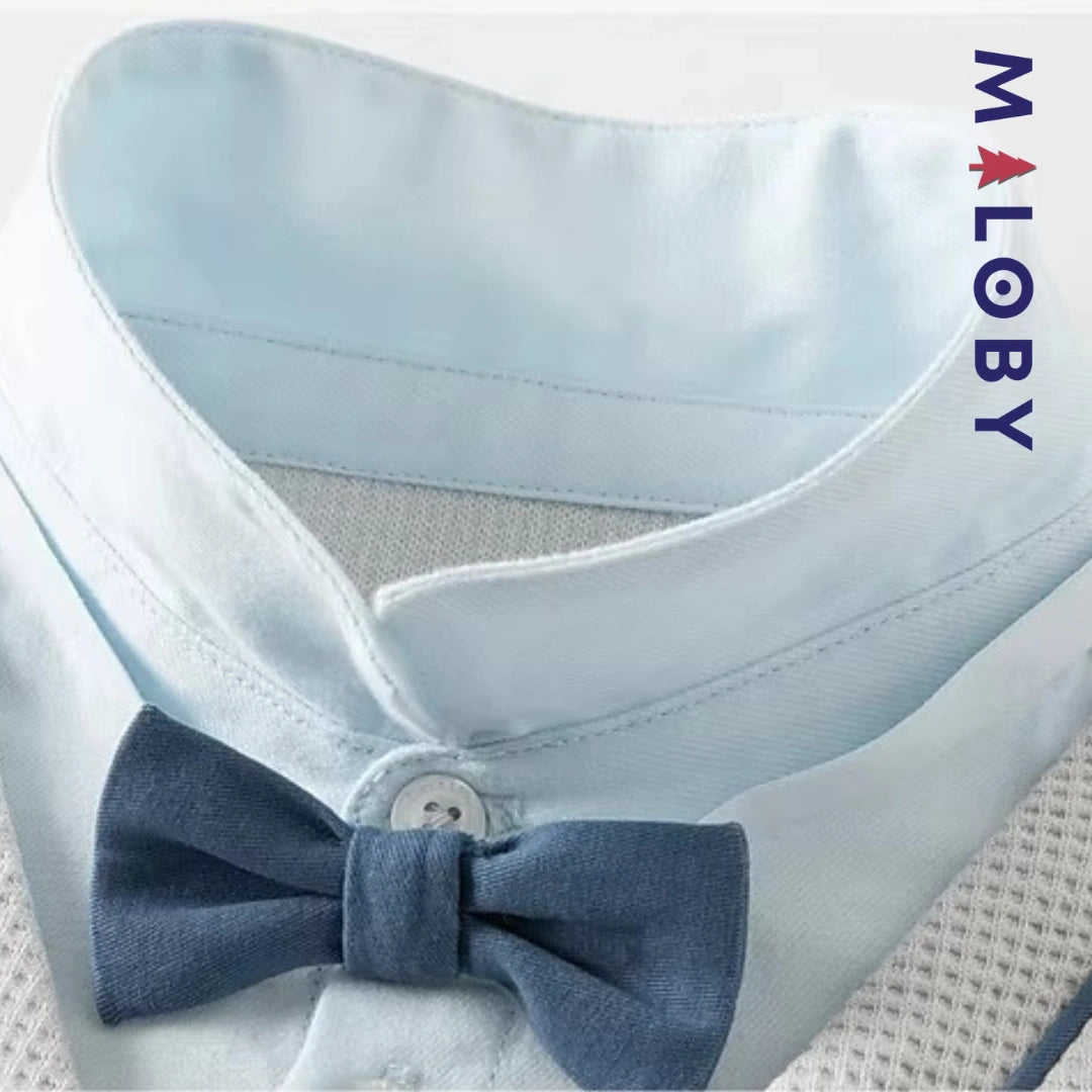 Ensemble habillé cardigan+pantalon+noeud enfant garçon -Bleu -robes et ensembles pour filles, bébés et garcons - MALOBY