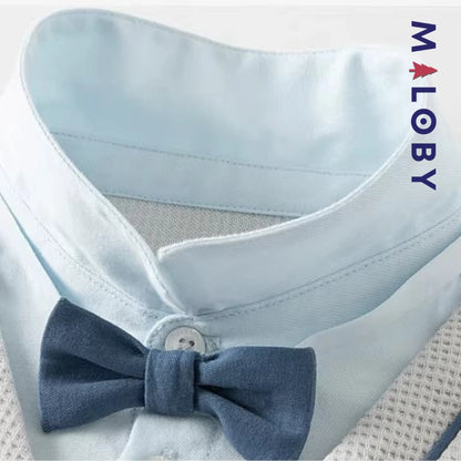 Ensemble habillé cardigan+pantalon+noeud enfant garçon -Bleu -robes et ensembles pour filles, bébés et garcons - MALOBY