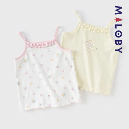 Débardeurs d'été en modal enfant fille -Jaune/Rose