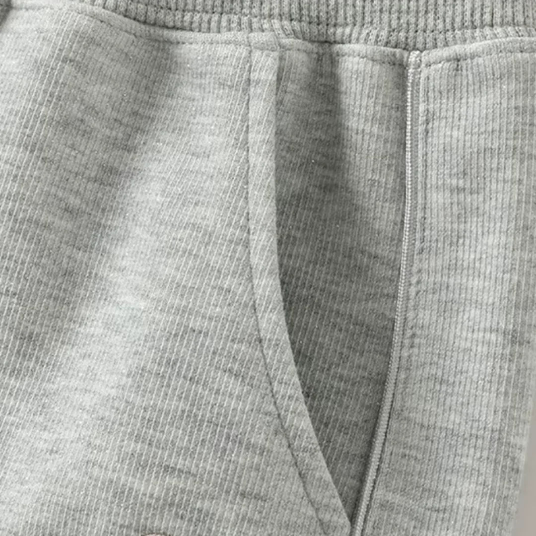 Ensemble sport veste zippée et pantalon évasé enfant fille- Gris chiné