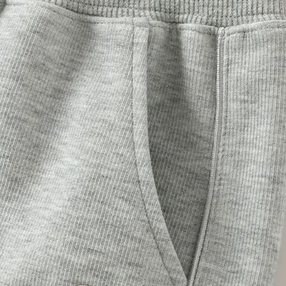 Ensemble sport veste zippée et pantalon évasé enfant fille- Gris chiné