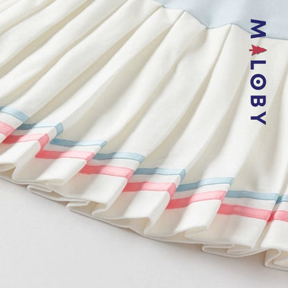 Robe polo manches courtes enfant fille- bleu ciel