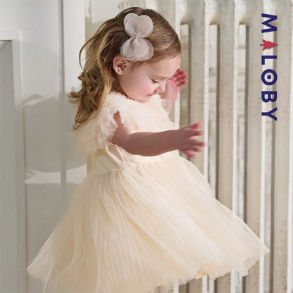 Robe de fête d'été sans manches en tulle champagne pour filles