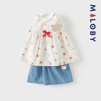 Ensemble été 2 pièces Tunique+Short en pur coton enfant fille- Imprimé