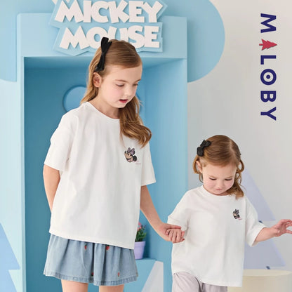 T-shirts antibactériens et anti-acariens motif Disney enfant fille- Blanc
