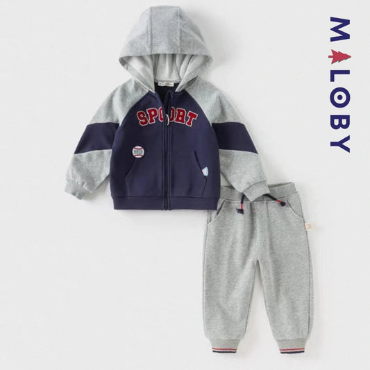 Ensemble sport 2 pièces enfant garçon-Marine -robes et ensembles pour filles, bébés et garcons - MALOBY