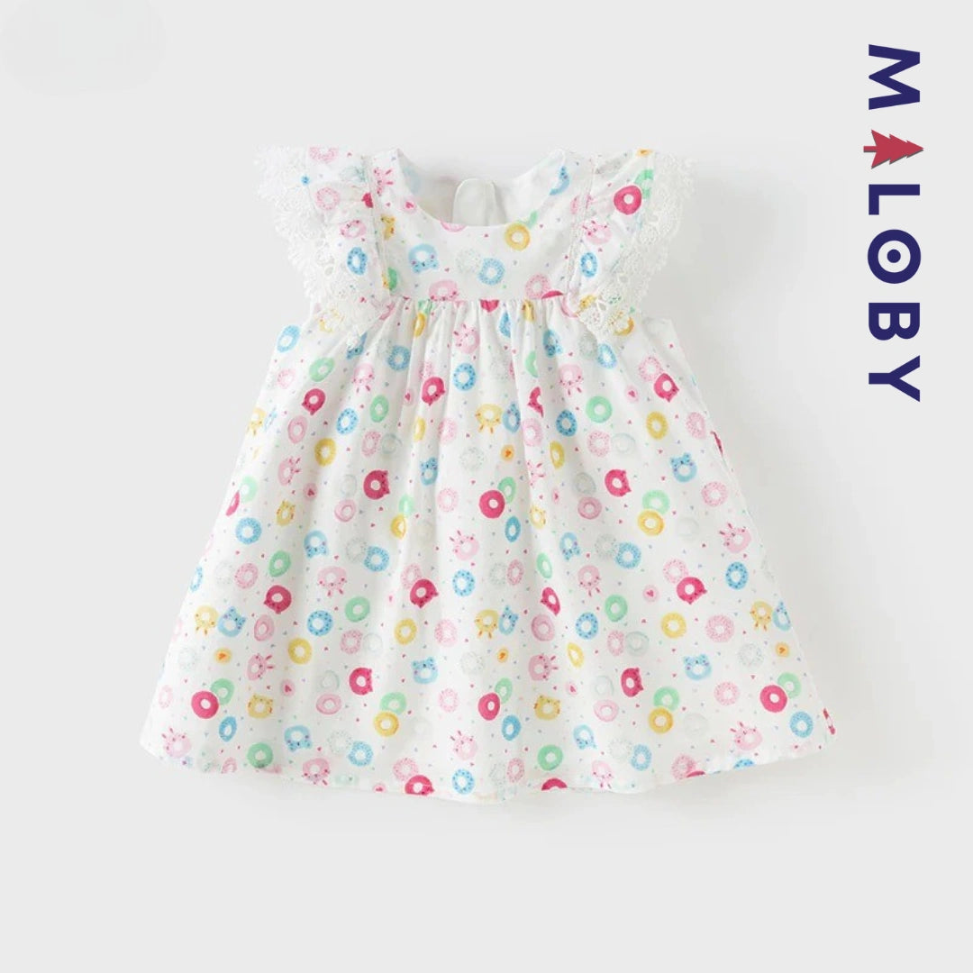 Robe d'été imprimée enfant fille -blanc imprimé -robes et ensembles pour filles, bébés et garcons - MALOBY