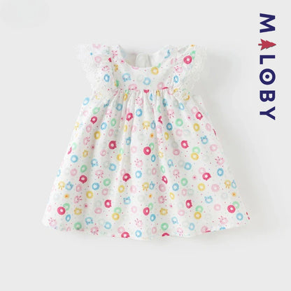 Robe d'été imprimée enfant fille -blanc imprimé -robes et ensembles pour filles, bébés et garcons - MALOBY