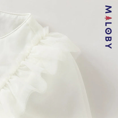 Robe cérémonie brodée fleurs enfant fille -Beige