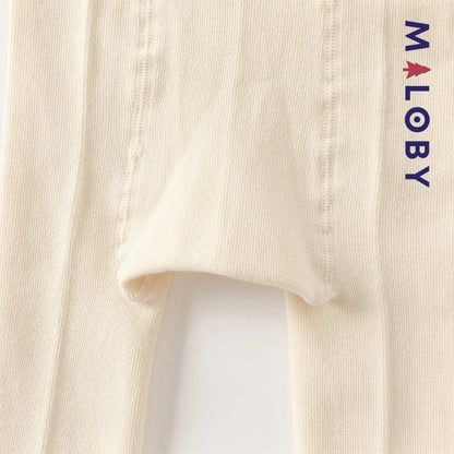 Collant Épais motif fleurette enfant fille- beige