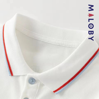 Polo manches longues en coton premium enfants garçon –Blanc