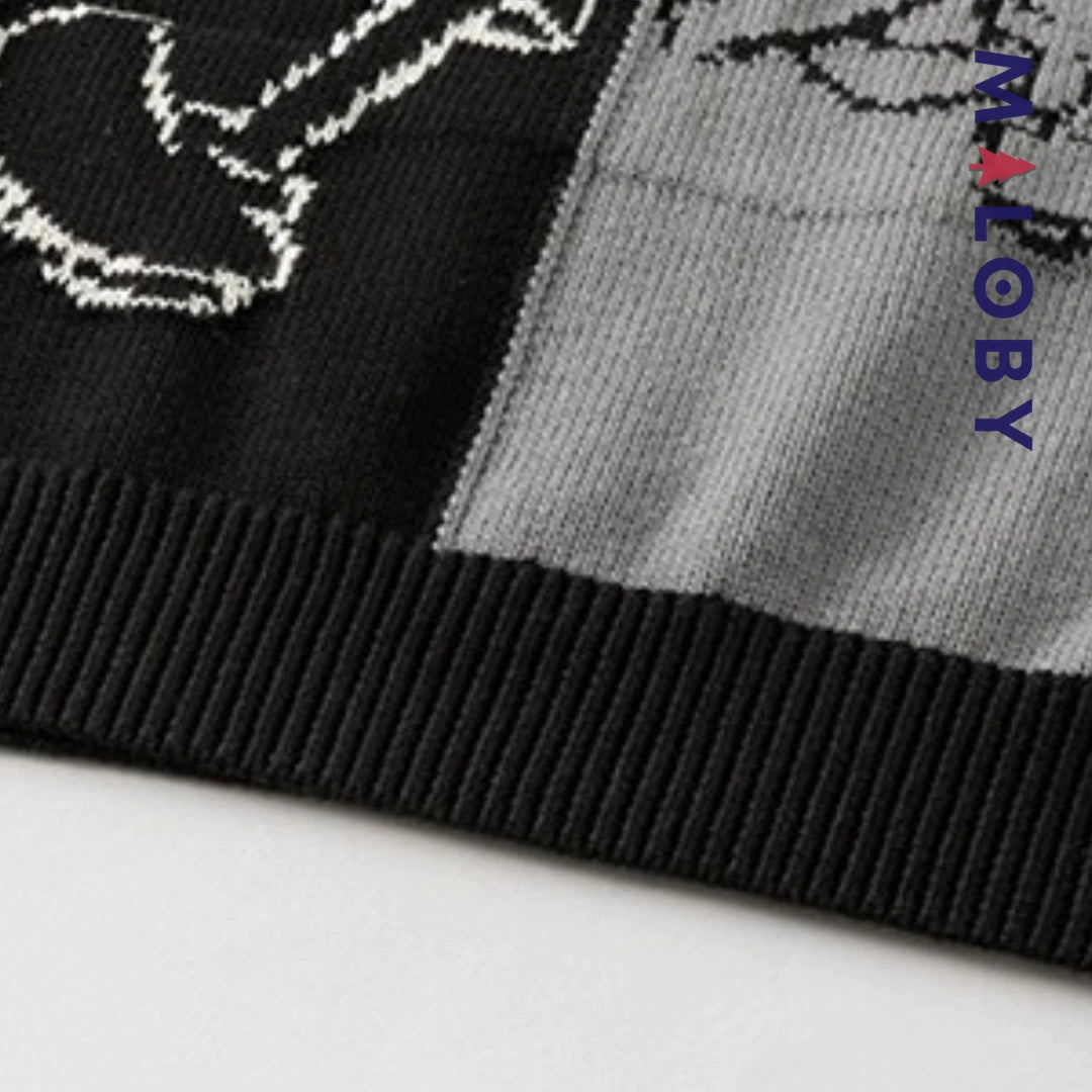 Pull en tricot parent-enfant unisexe- Noir