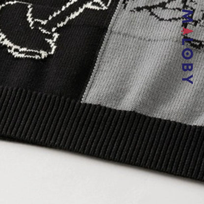 Pull en tricot parent-enfant unisexe- Noir