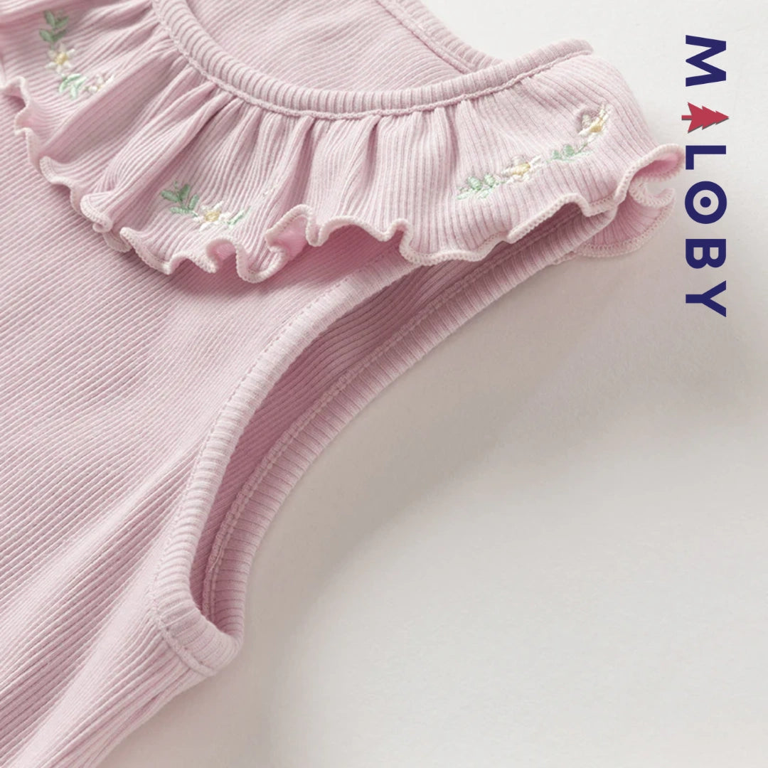Gilet tricoté sans manches enfant fille - Jaune/violet