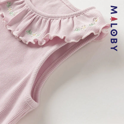 Gilet tricoté sans manches enfant fille - Jaune/violet