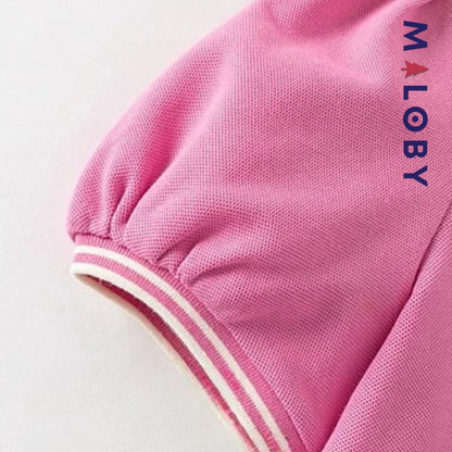 Robe polo pour été en piqué de coton enfant fille -Rose