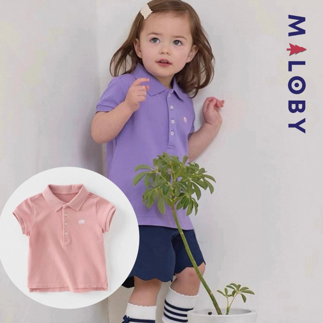 T-shirt polo d'Eté manches courtes enfant fille -Rose/Violet