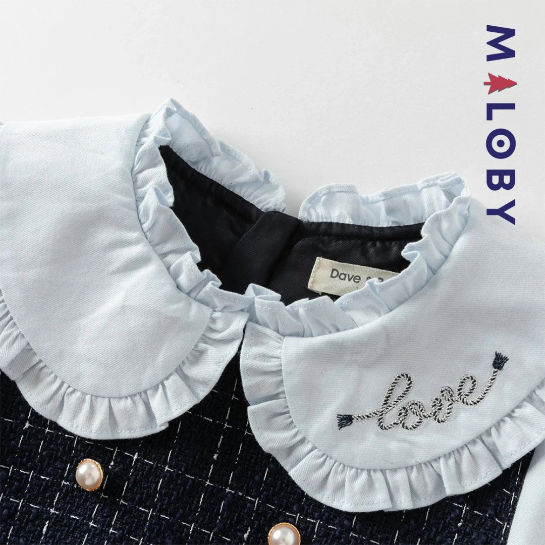 Robe à carreaux effet 2 en 1 enfant fille- bleu -robes et ensembles pour filles, bébés et garcons - MALOBY